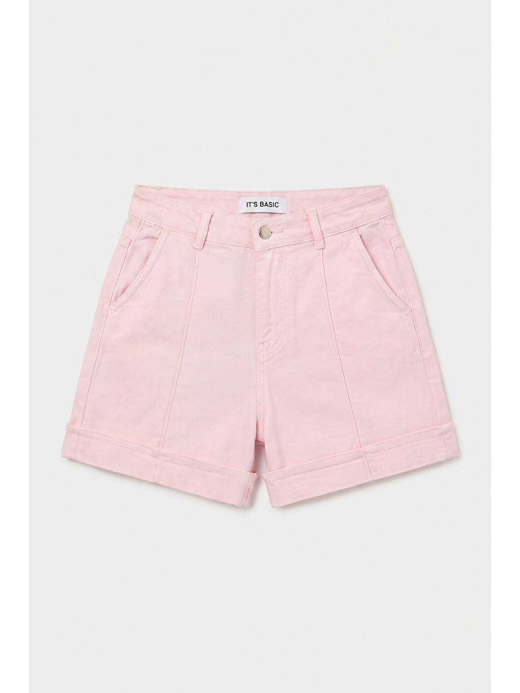 Kadın Light Pembe 6s6-98 Straight Fit Relax Denim Şort-1