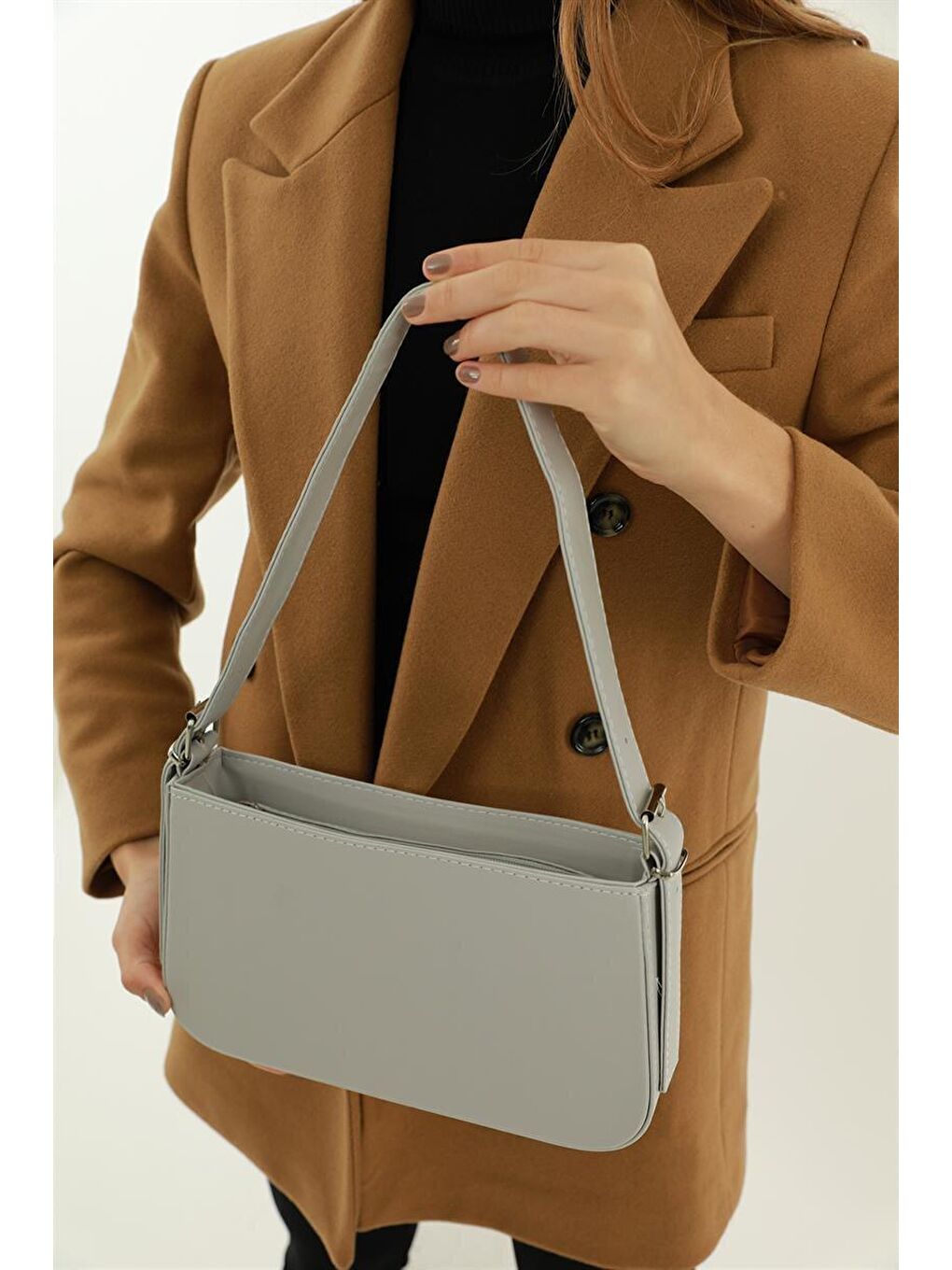 Jade Kemer Askılı  Baget  Kadın Çanta - Gri-1