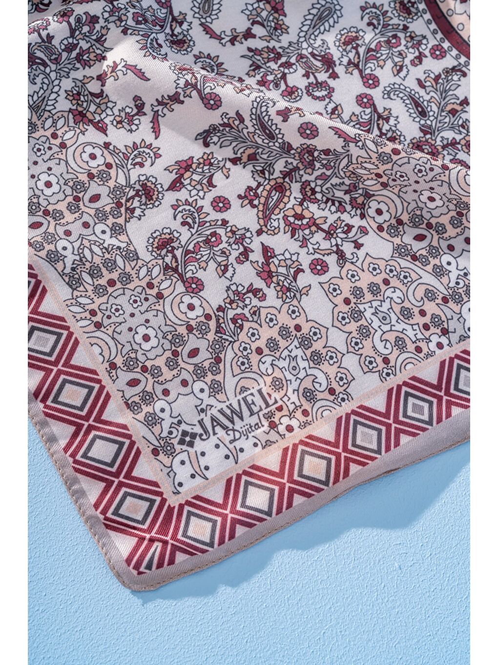 Bej Kadın Etnik Desen Soft Alinda Şal-1