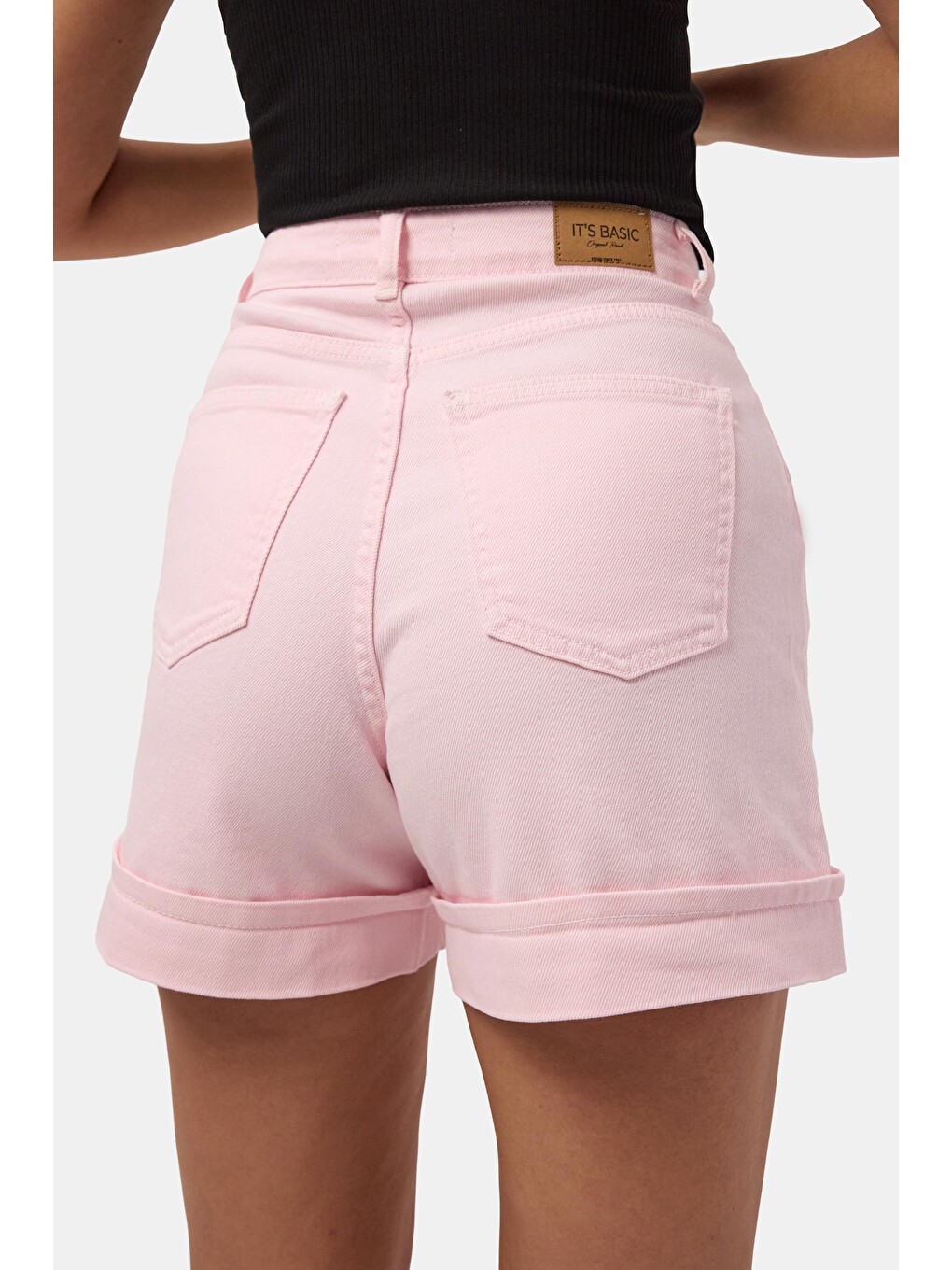 Kadın Light Pembe 6s6-98 Straight Fit Relax Denim Şort-3