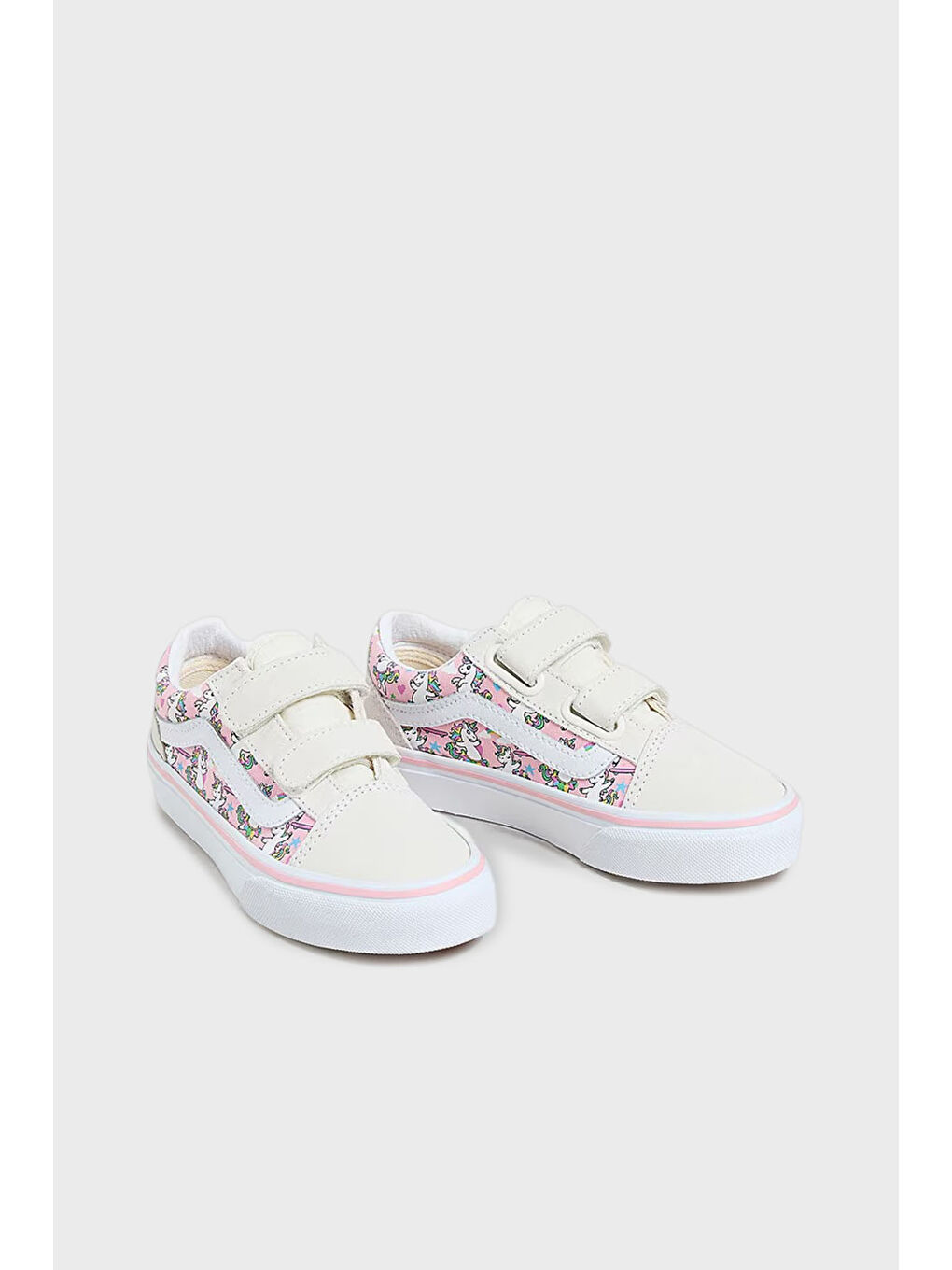 Pembe Old Skool V Süet Detaylı Desenli Cırt Cırtlı Sneaker Ayakkabı VN000CYDCY71-1