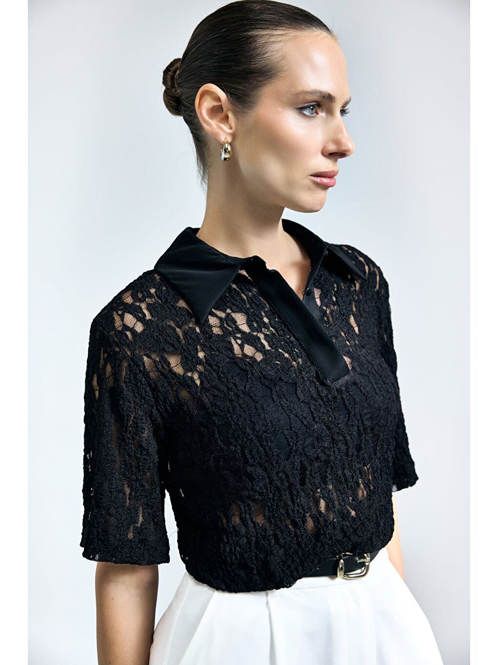 Dantel Bluz - Siyah