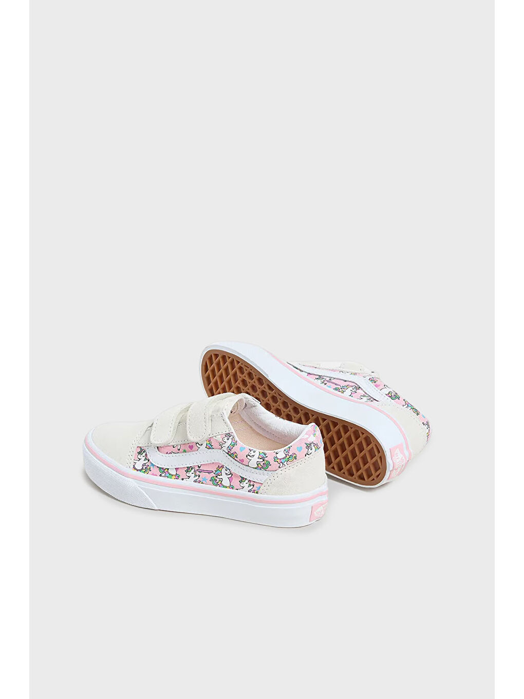 Pembe Old Skool V Süet Detaylı Desenli Cırt Cırtlı Sneaker Ayakkabı VN000CYDCY71-2