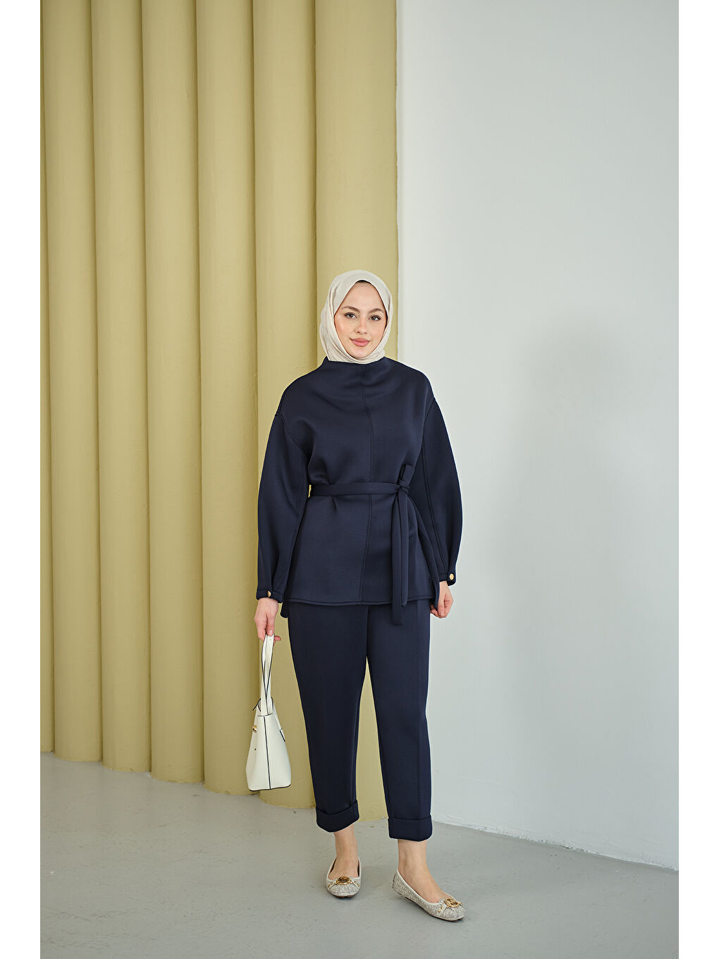 Kadın Bel Bağlamalı Takım Lacivert