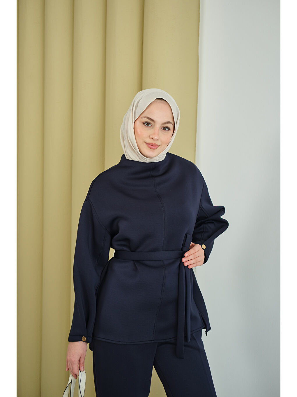 Kadın Bel Bağlamalı Takım Lacivert-1