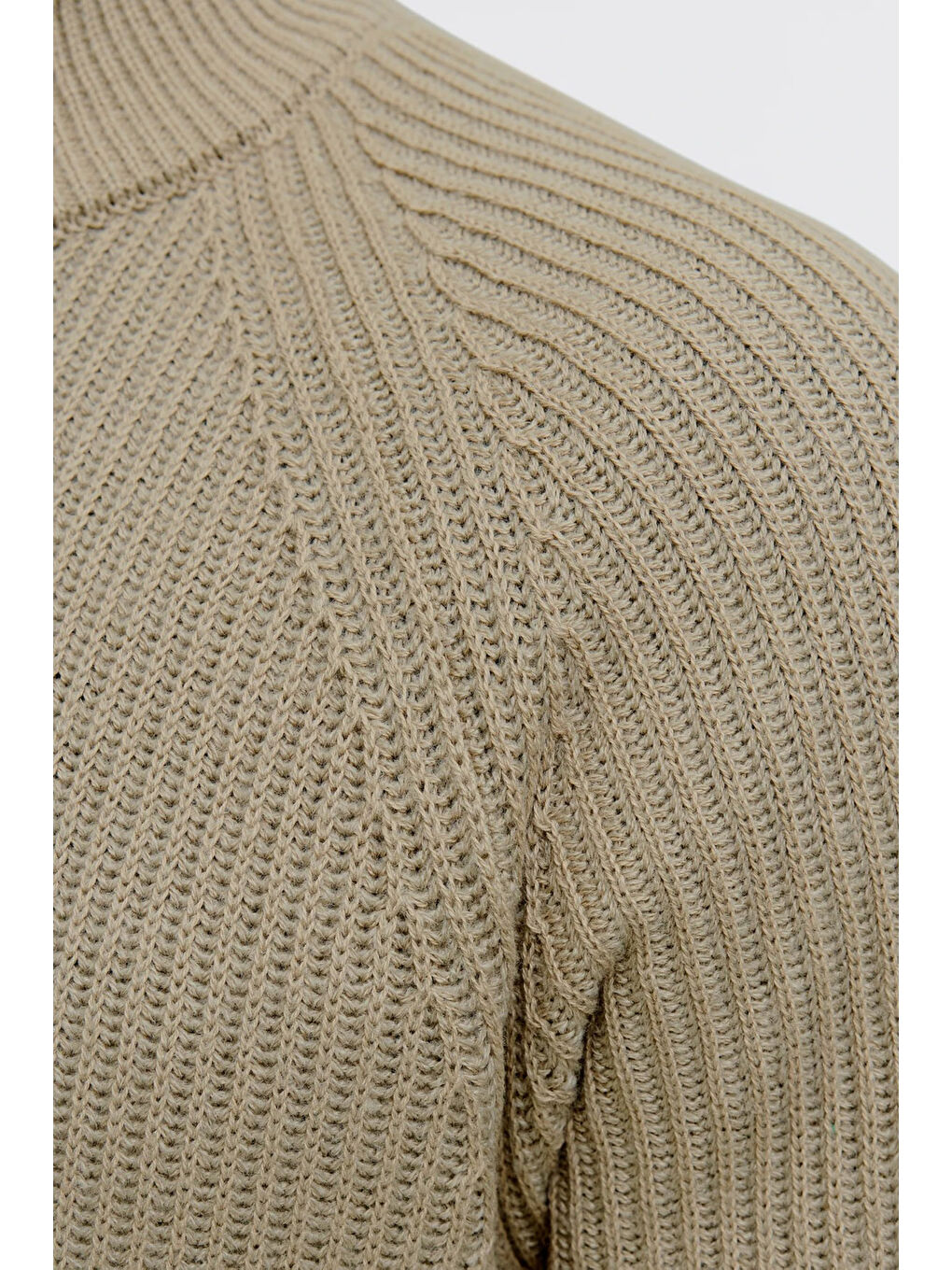 Bej Jjpannel Pamuk Karışımlı Regular Fit Yarım Fermuarlı Dik Yaka Kazak 12278919-6