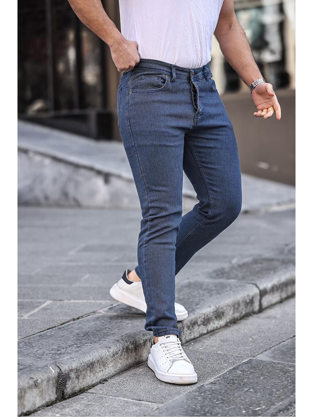 Turkuaz Slim Fit Elastanlı Erkek Jean Pantolon