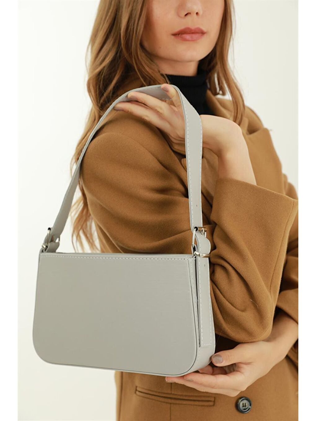 Jade Kemer Askılı  Baget  Kadın Çanta - Gri-2