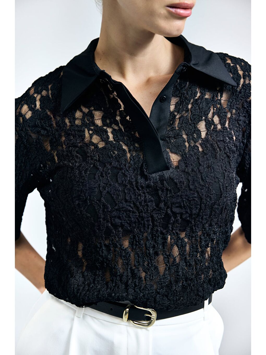 Dantel Bluz - Siyah-6