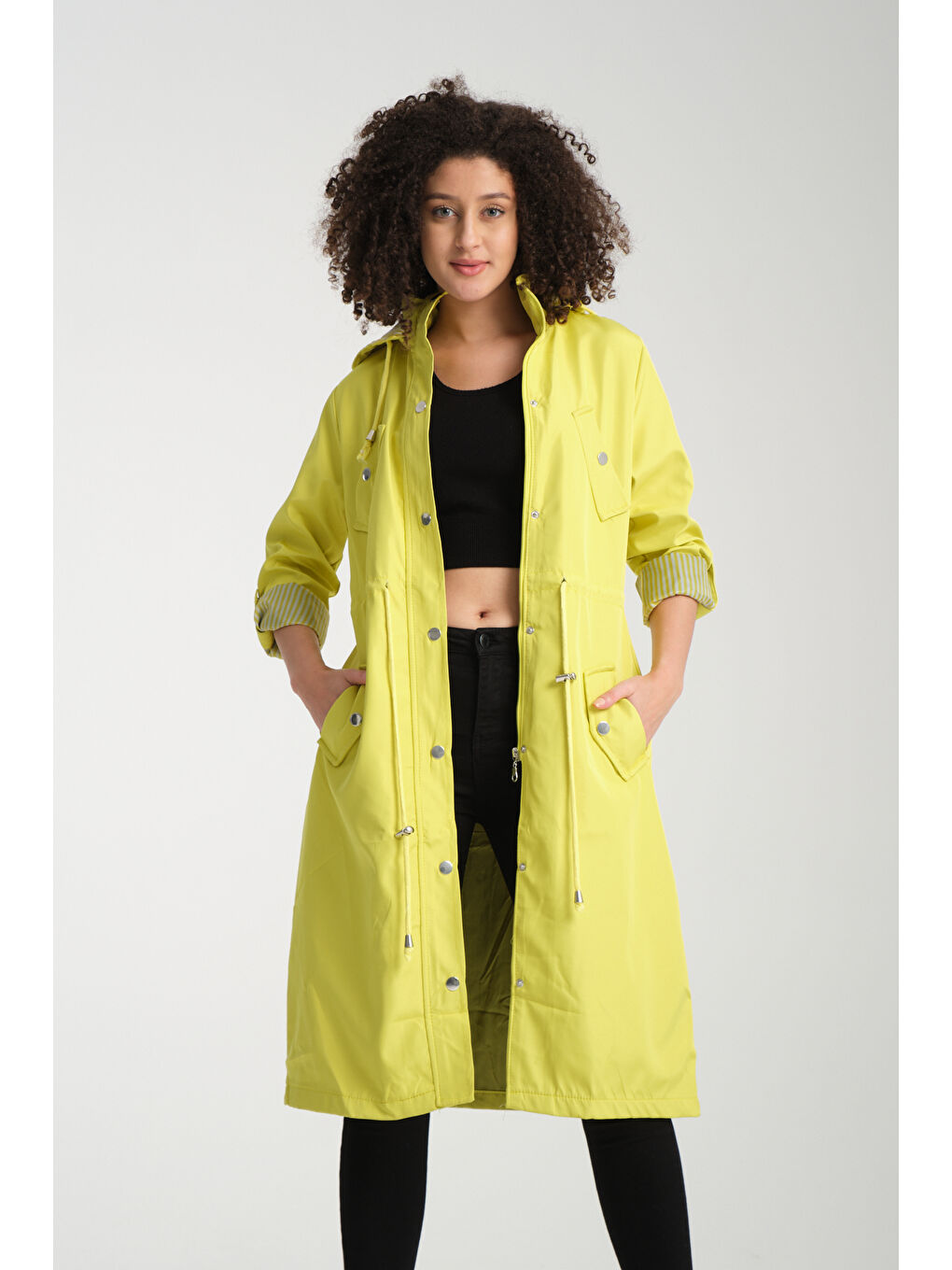 Sarı Kadın Uzun Trençkot 8154