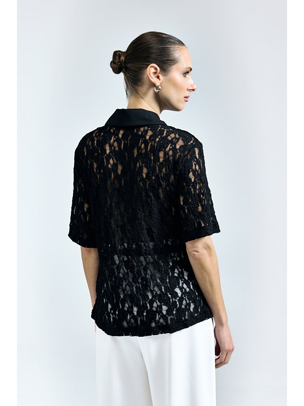Dantel Bluz - Siyah-7