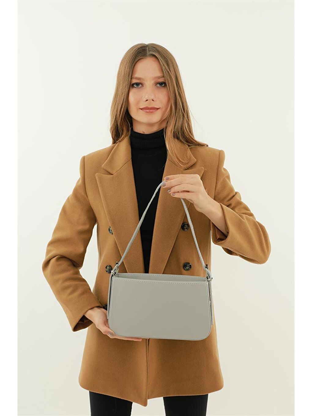 Jade Kemer Askılı  Baget  Kadın Çanta - Gri-3