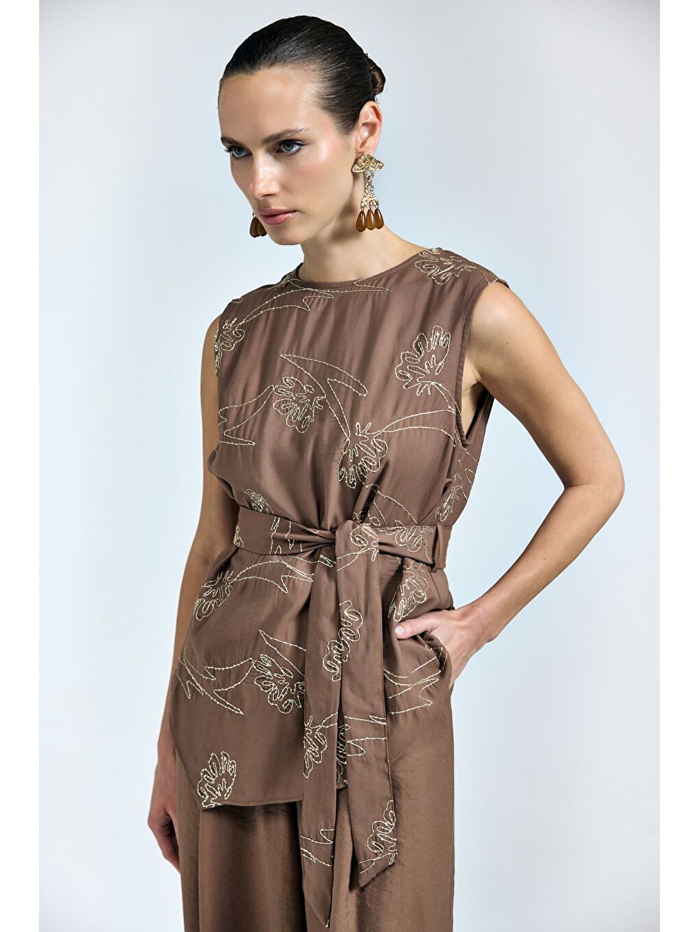 Kahverengi Dina Bluz - Kahve-1