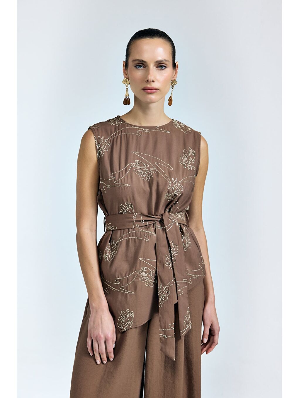 Kahverengi Dina Bluz - Kahve-2