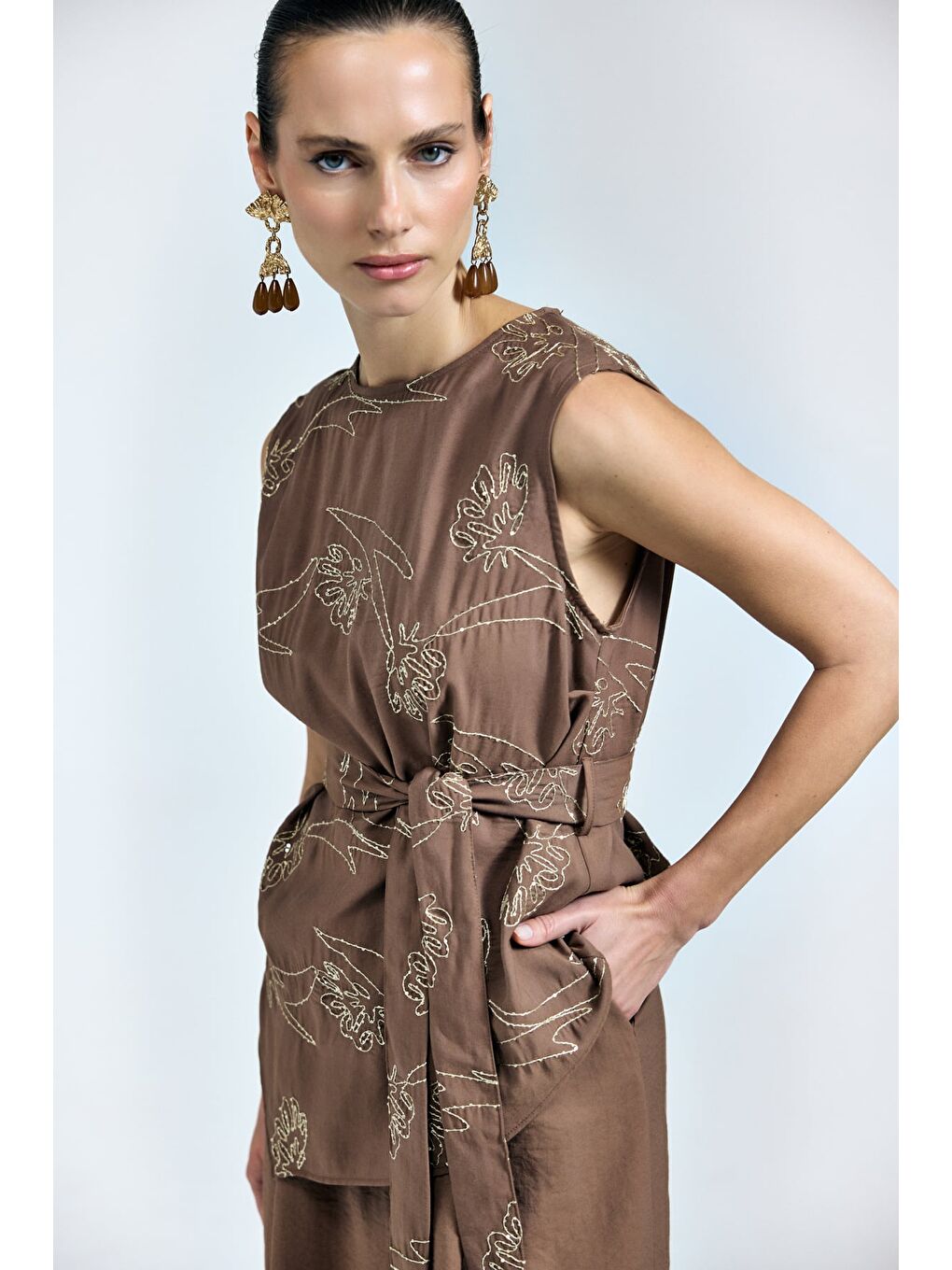 Kahverengi Dina Bluz - Kahve-3