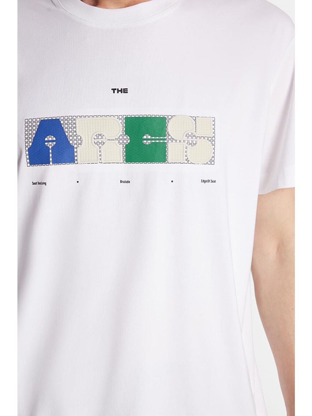 Relax Fit Rahat Kesim Pamuklu Ön Baskı Detaylı Bisiklet Yaka Beyaz Erkek Tişört-3