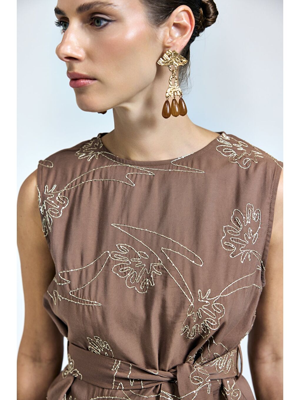 Kahverengi Dina Bluz - Kahve-5