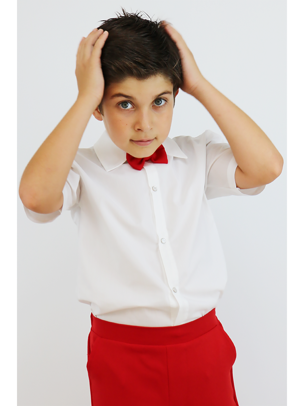 Beyaz Erkek Çocuk Santino Papyonlu Alt Üst Takım 23 Nisan 29 Ekim 10 Kasım 19 Mayıs Gösteri Kıyafeti-4