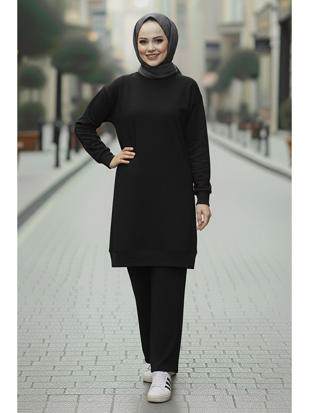 Tunik Pantolon Modal İkİli Takım Siyah - 28004-SIYAH