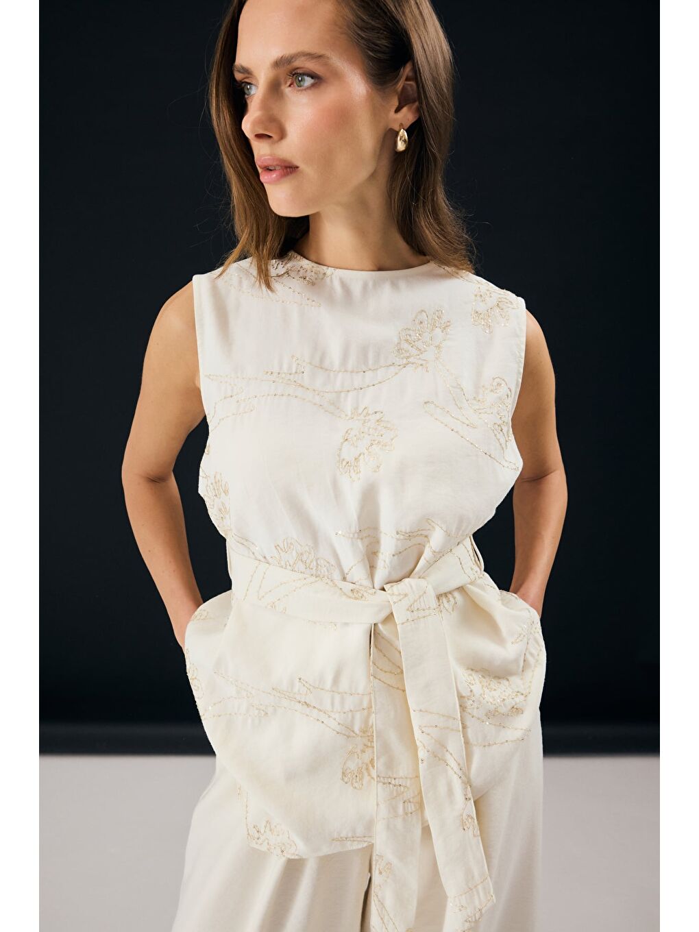 Bej Dina Bluz - Taş-1