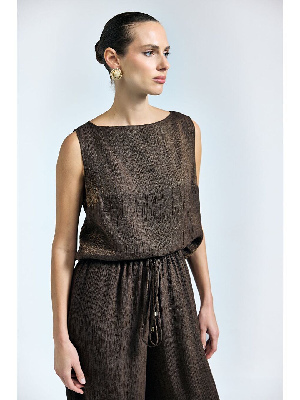 Kahverengi Glow Bluz - Kahve-1