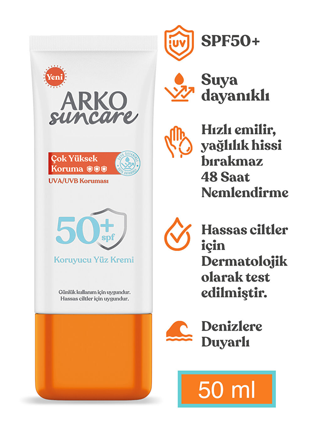 Arko Beyaz Spf50+ Çocuk Bebek Güneş Kremi 200 ml & Spf50+ Yüz Güneş Kremi 50 ml İkili Yaz Seti Çanta Hediyeli - 3