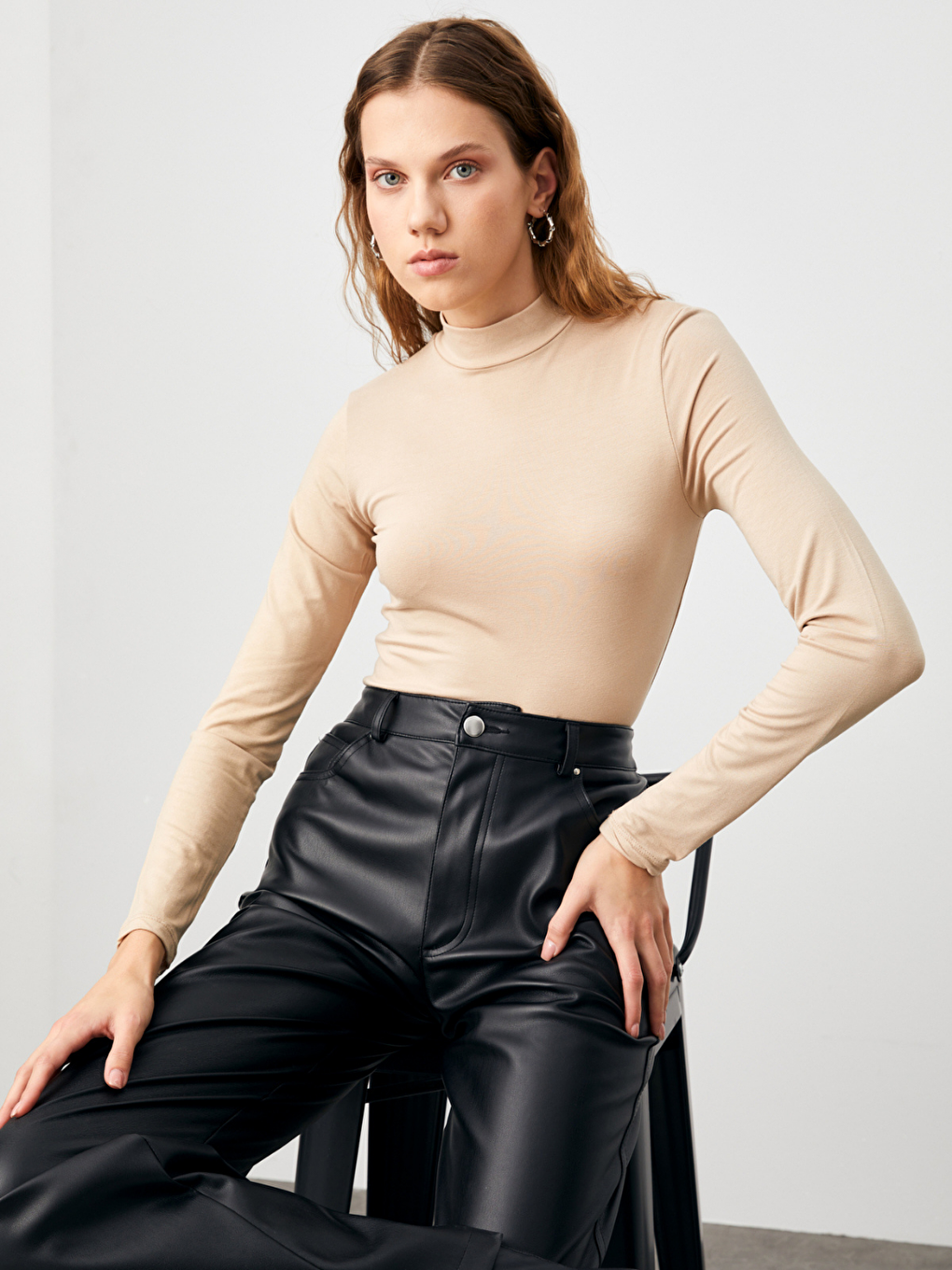 Ekru Kadın Krem Bluz-4