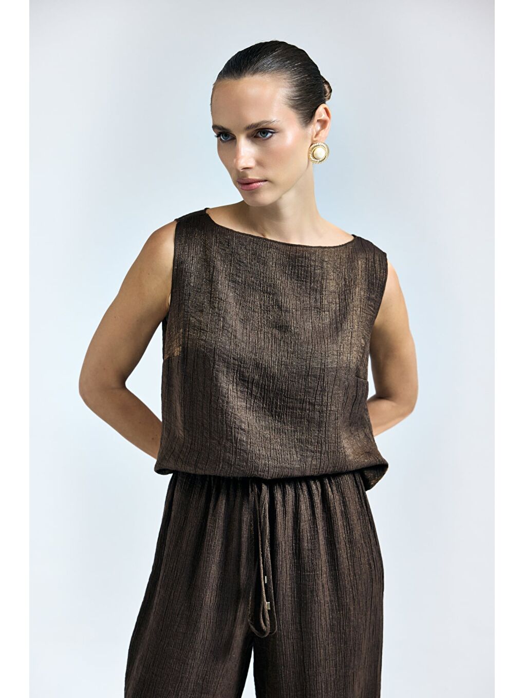 Kahverengi Glow Bluz - Kahve-3