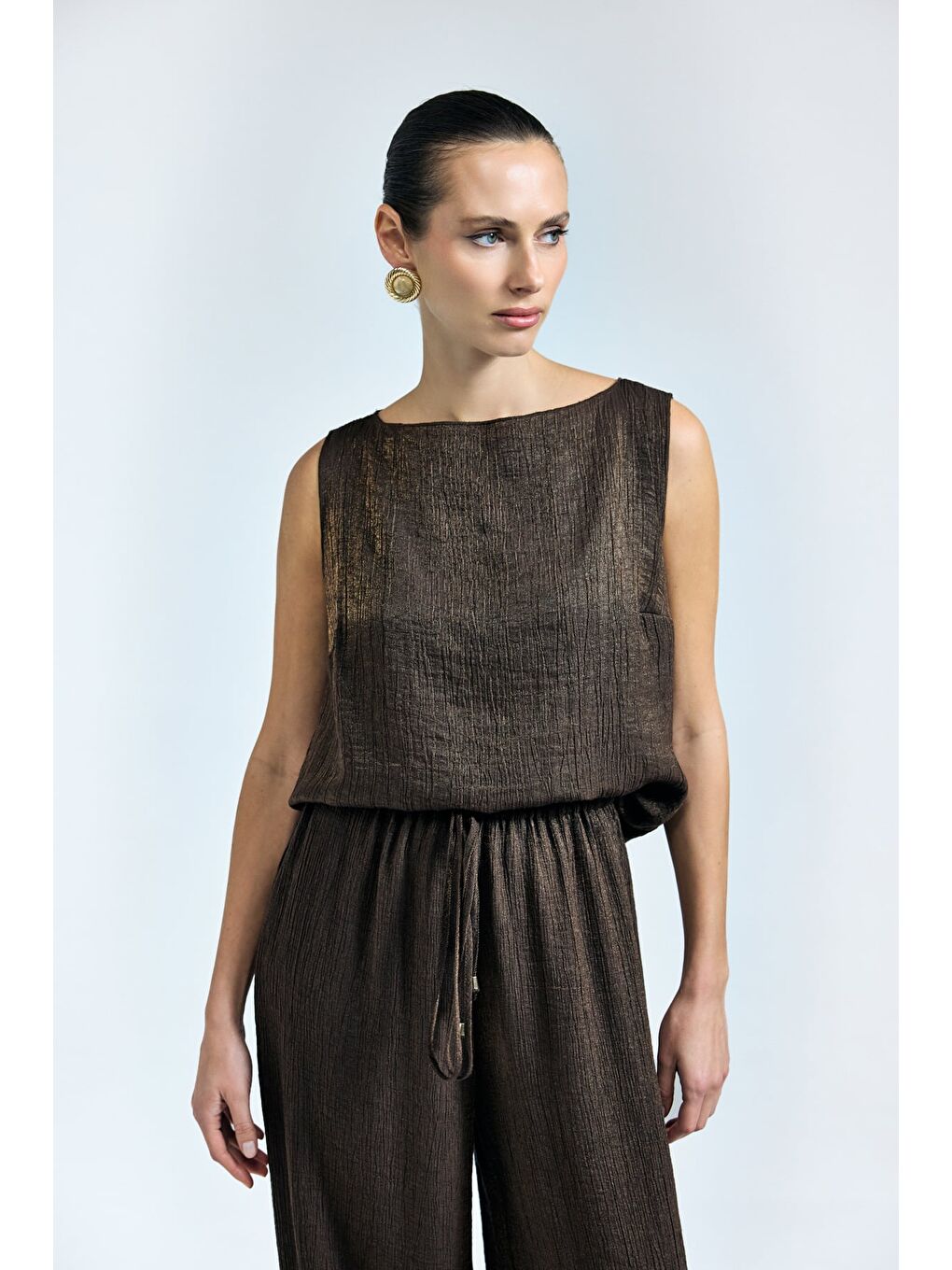 Kahverengi Glow Bluz - Kahve-4