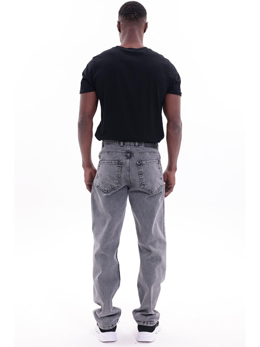 Gri Erkek Baggy Bol Kesim Jean Pantolon-6