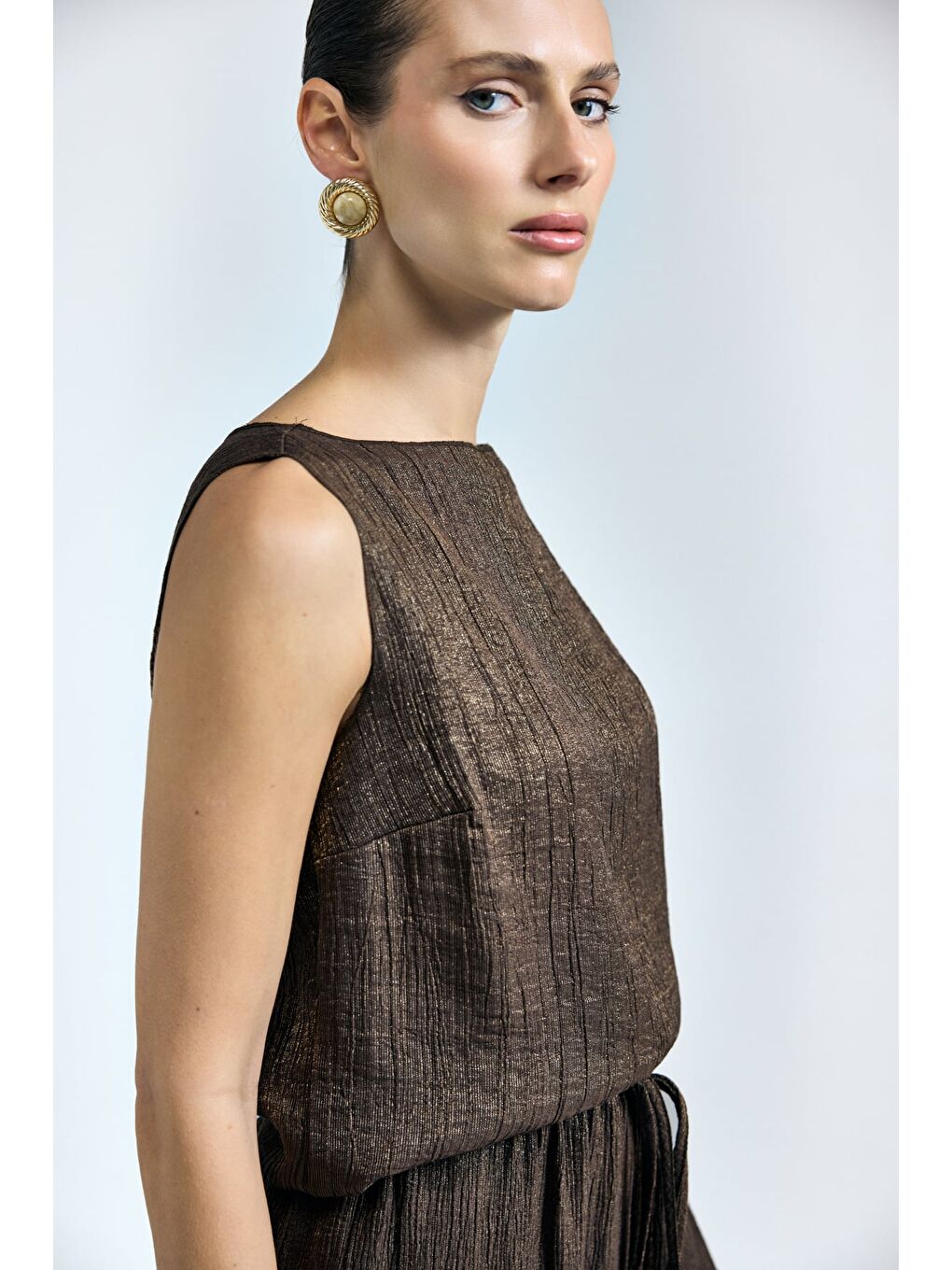 Kahverengi Glow Bluz - Kahve-5