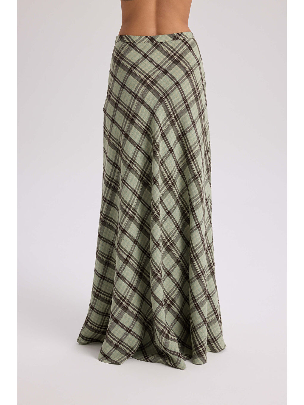 Petunya Ekoseli Yeşil Crop Etek Takım-4