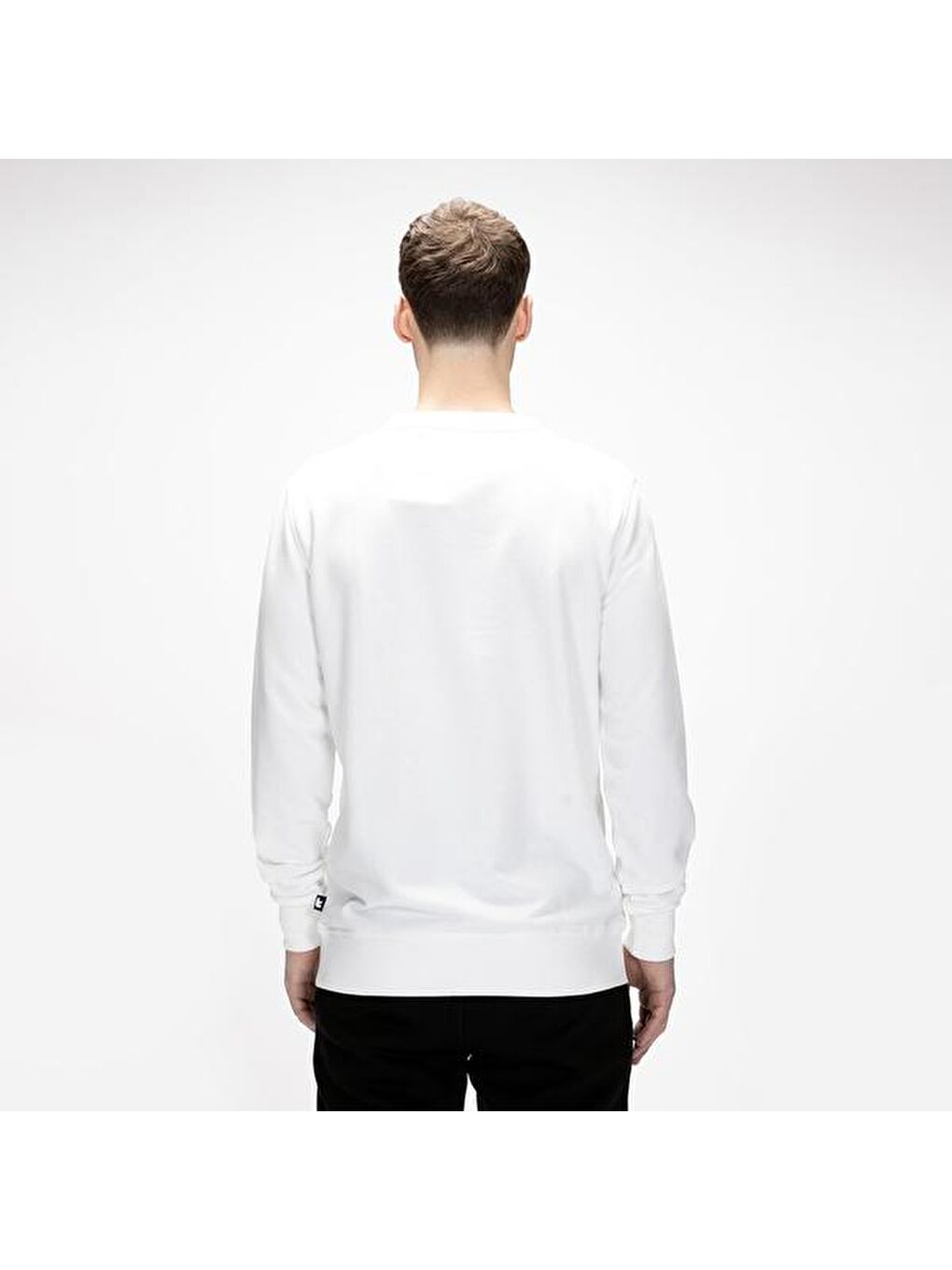 Corner Erkek Beyaz Bisiklet Yaka Sweatshirt-3