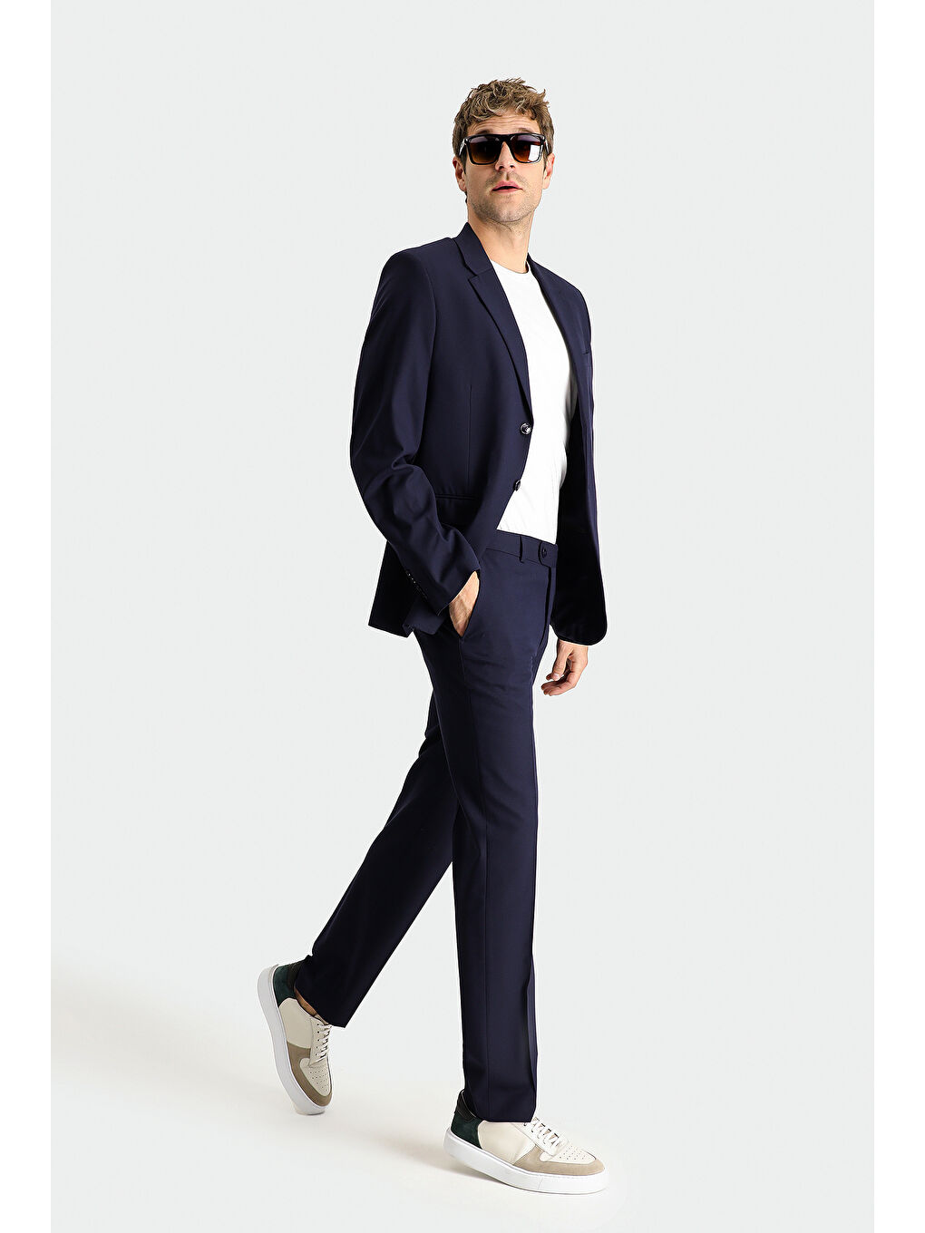 Lacivert Muscle Fit Süper Esnek Takım Elbise-1