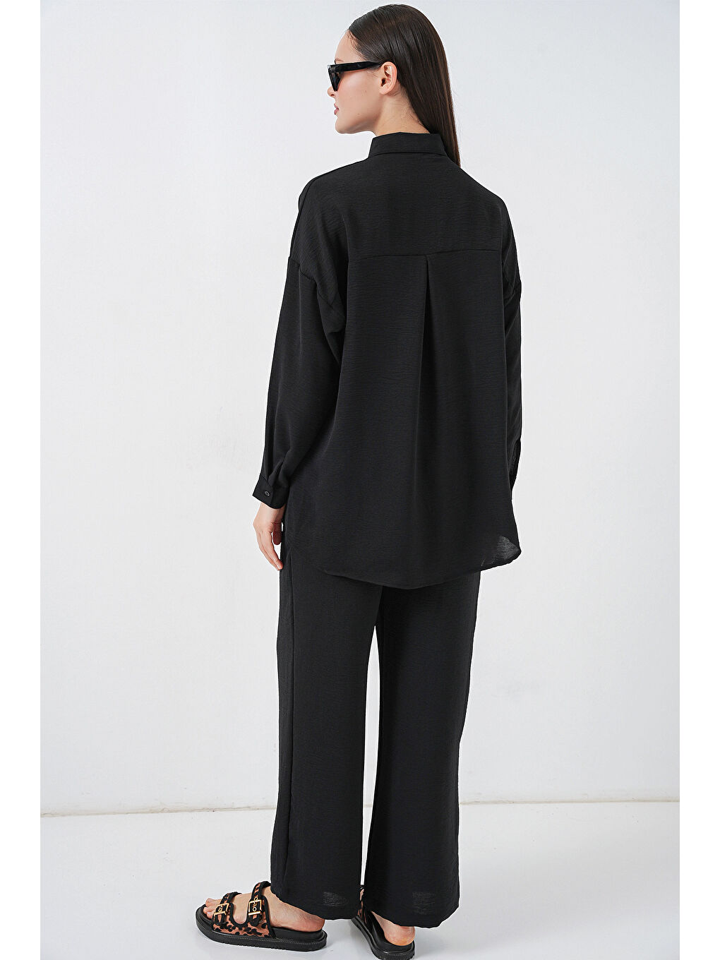 Kadın Gömlek Pantolon İkili Takım 30063 - Siyah-6
