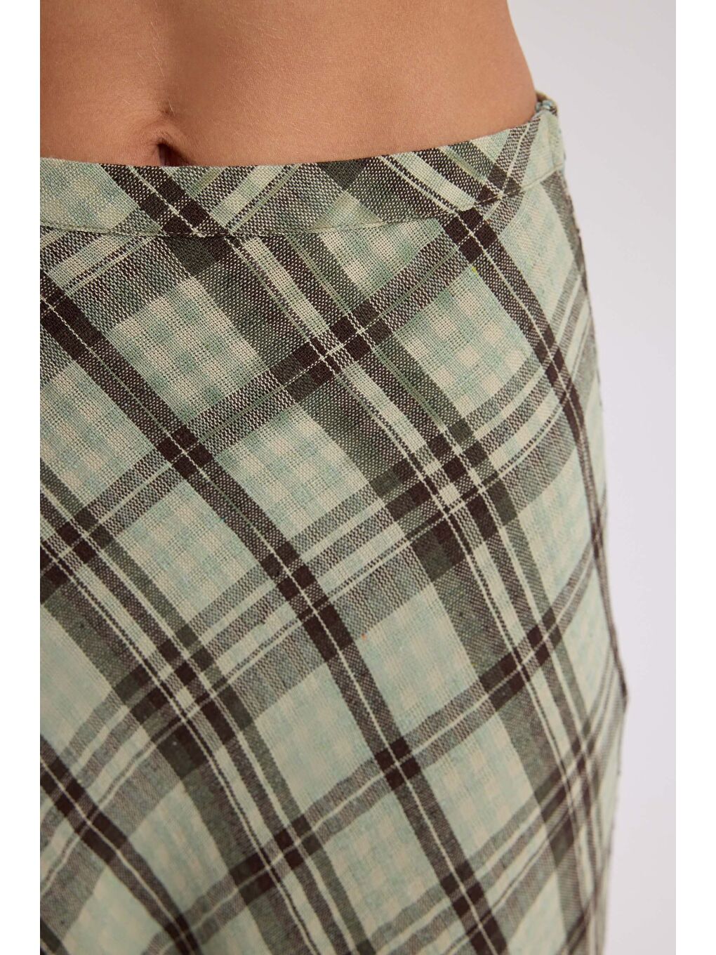 Petunya Ekoseli Yeşil Crop Etek Takım-7