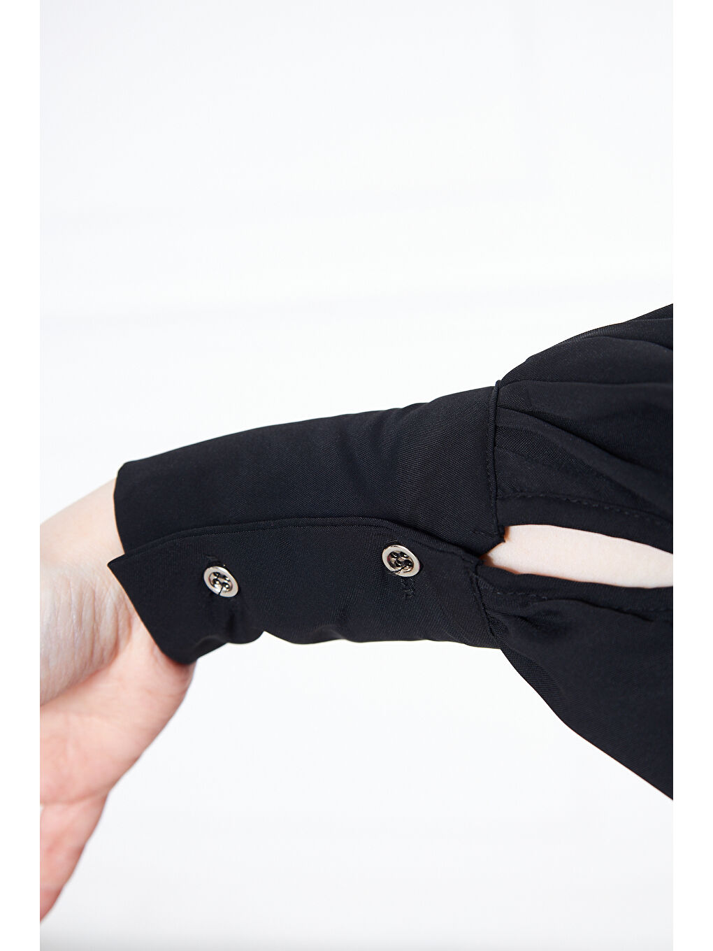 Kadın Trend Balon Kol Oversize Siyah Bluz Gömlek-7