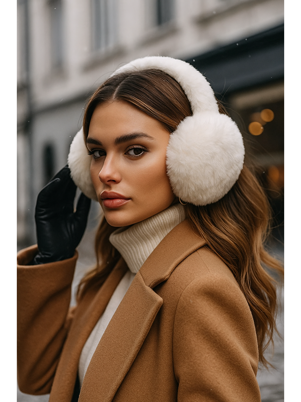 Pelüş Katlanabilir Ekru Tüylü Kulaklık Soğuğa Karşı Ekstra Koruma-2