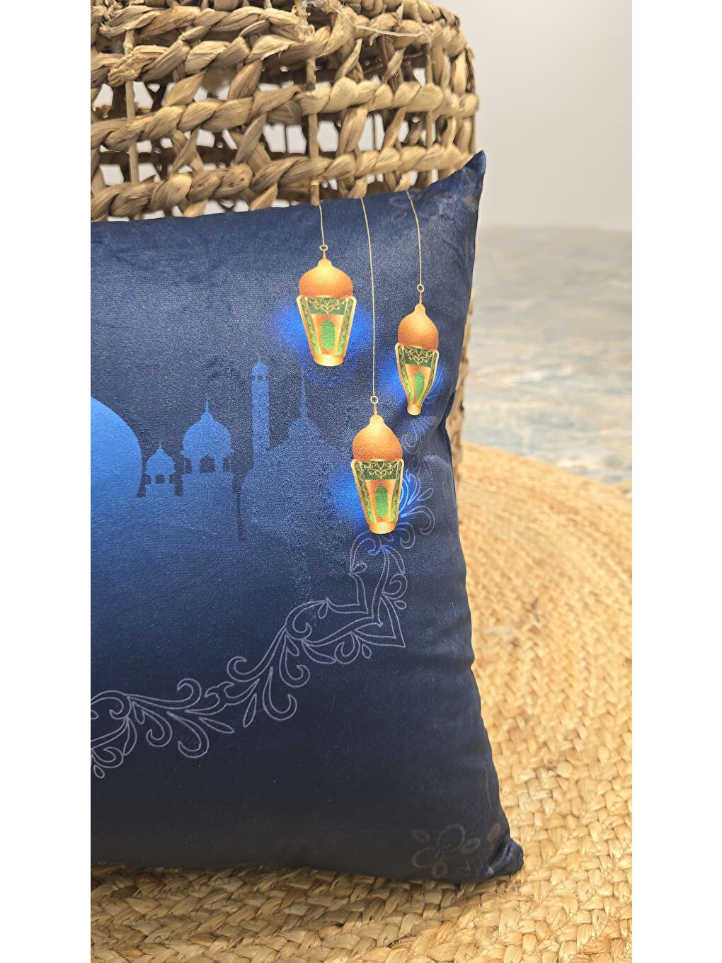 ASDIVA Mavi Ramazan Temalı Dekoratif Kırlent Kılıfı 43x43 cm - 4