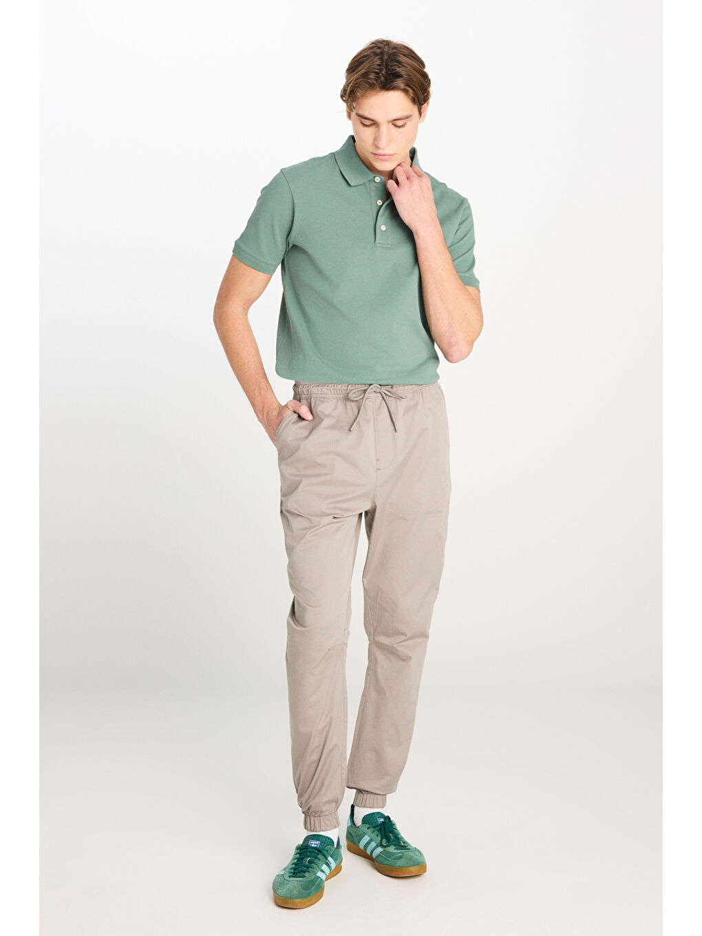 Regular Fit Normal Kesim Ribanalı Paça Pamuklu Gri Jogger Pantolon-1