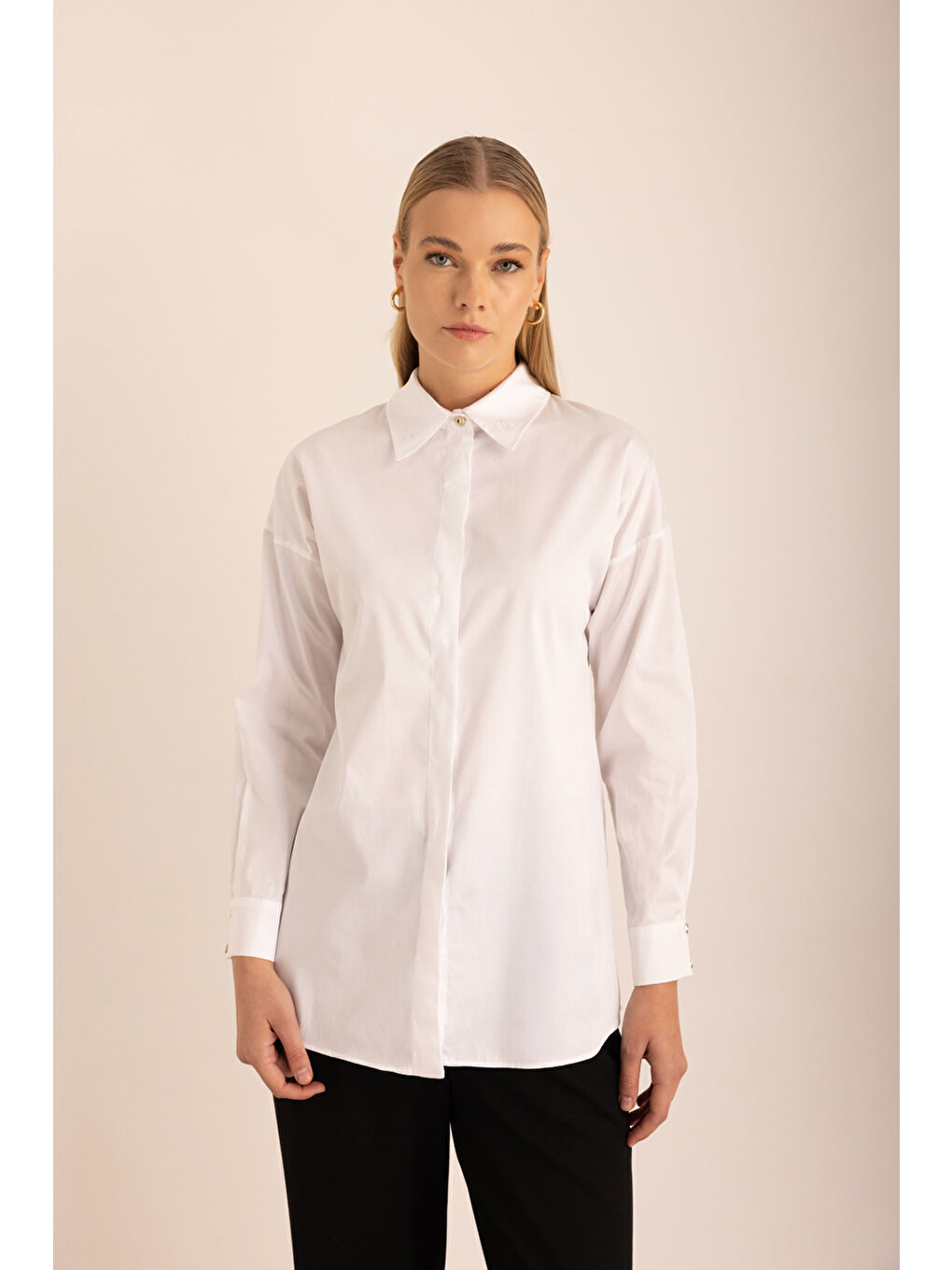 Beyaz Pamuk Gömlek-1