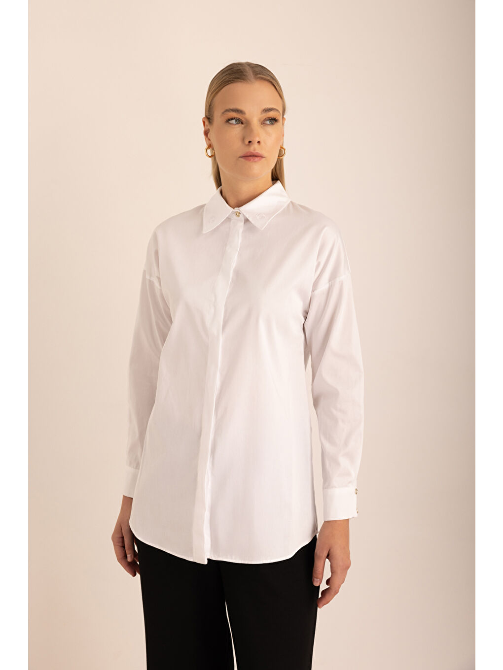 Beyaz Pamuk Gömlek-4