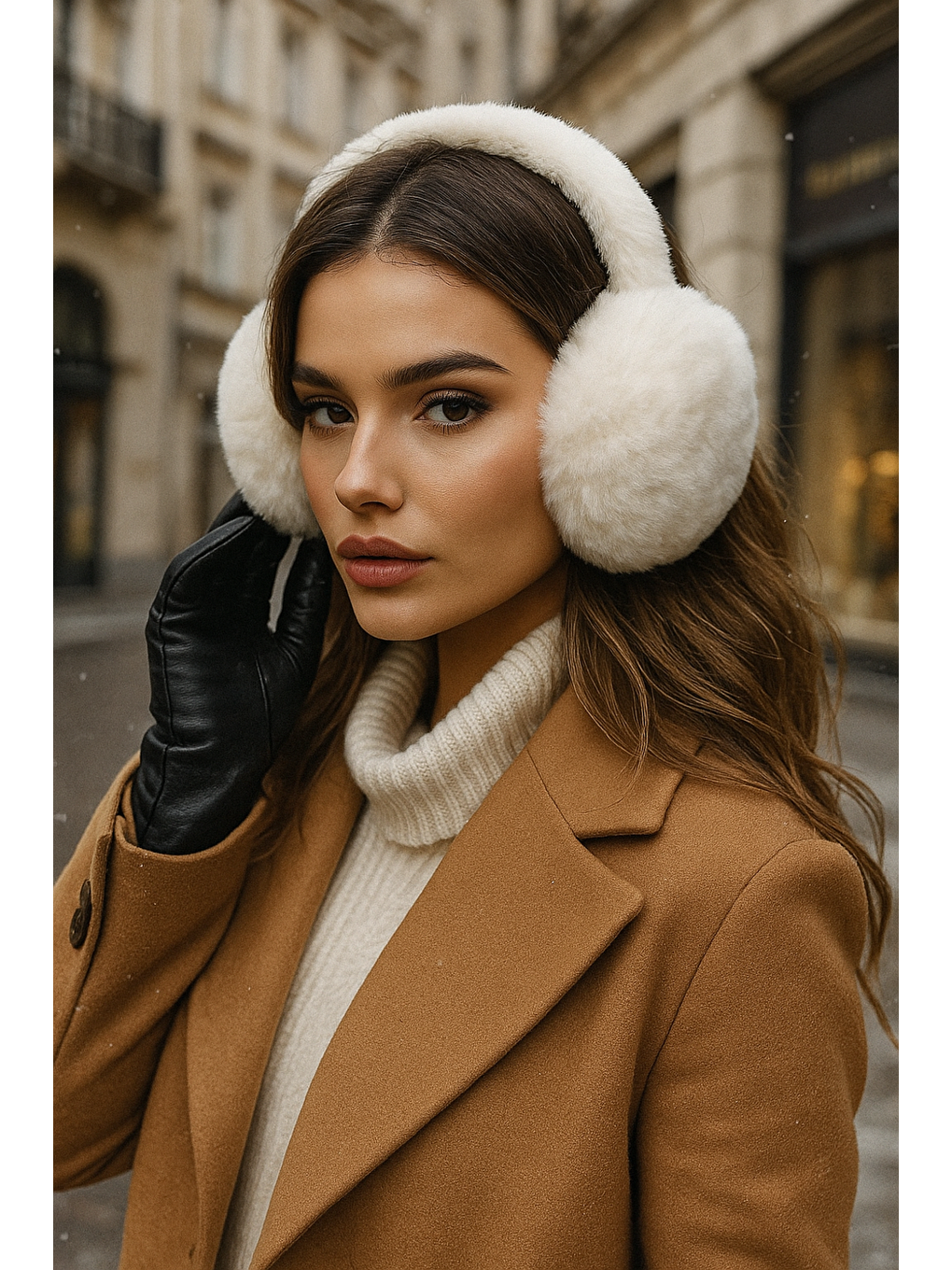 Pelüş Katlanabilir Ekru Tüylü Kulaklık Soğuğa Karşı Ekstra Koruma-4