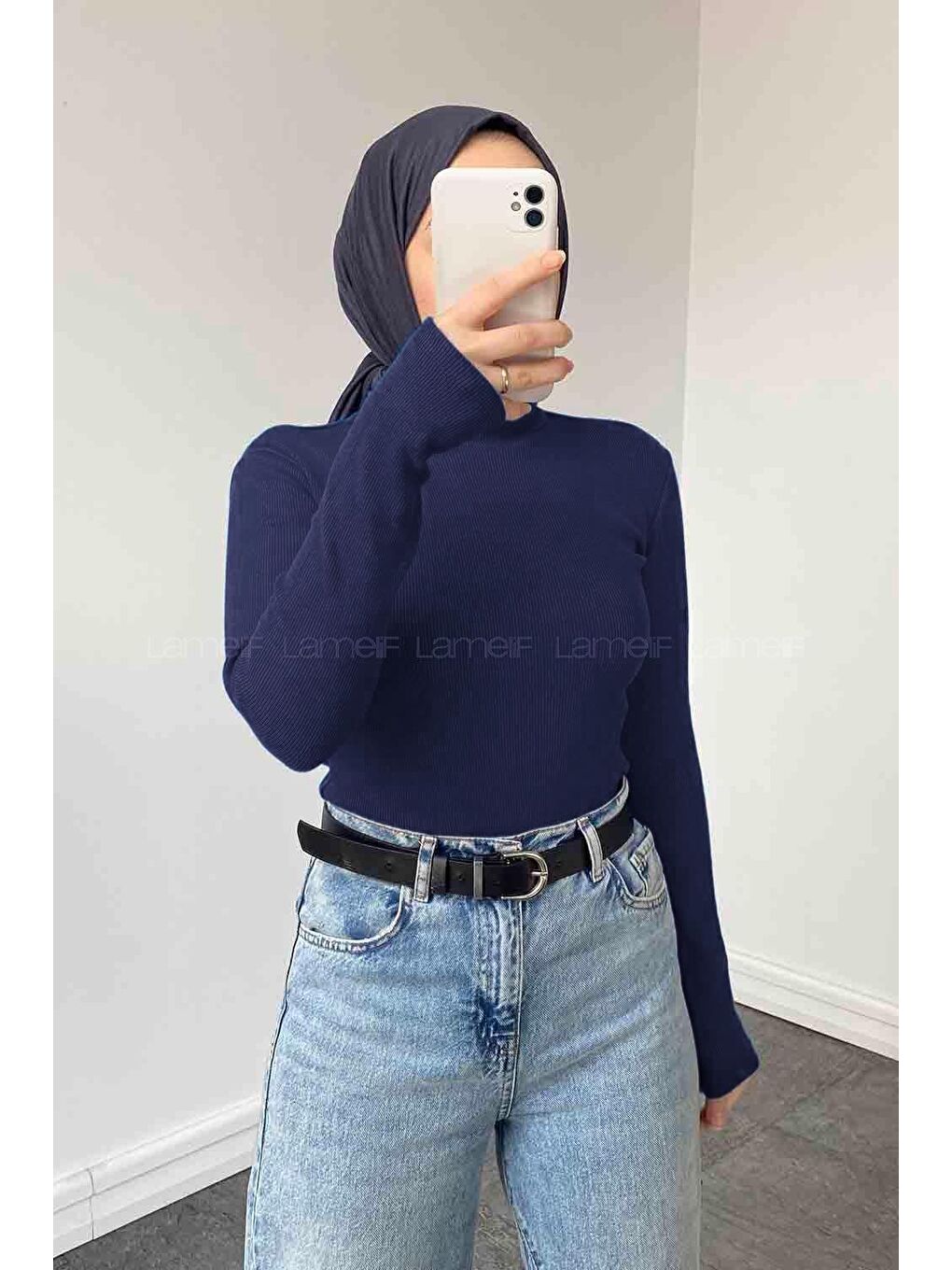 Balıkçı Yaka Fitilli Body Lacivert