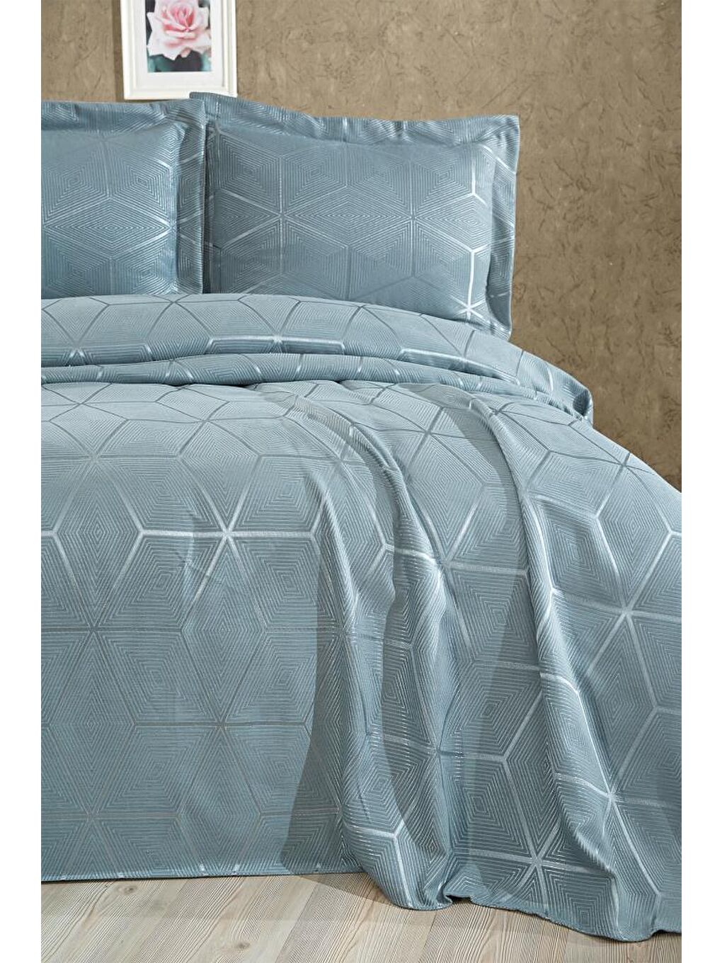 Verona 3 Parça Çift Kişilik Yatak Örtüsü Yeşil-1