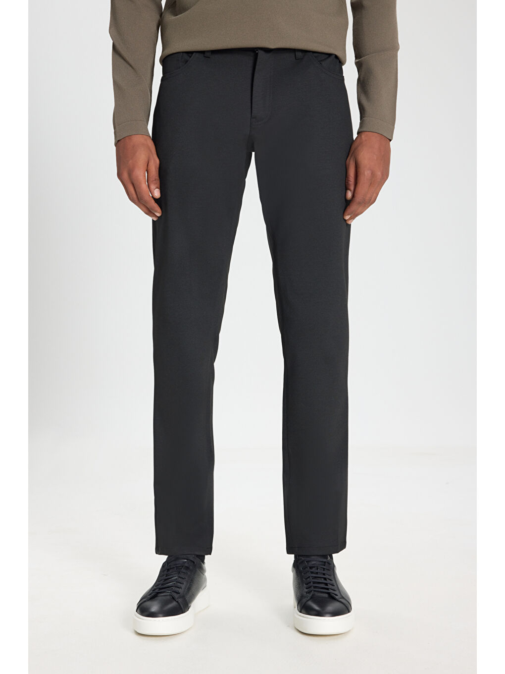 Erkek Siyah Slim Fit Dar Kesim 5 Cep Esnek Casual Pantolon-1