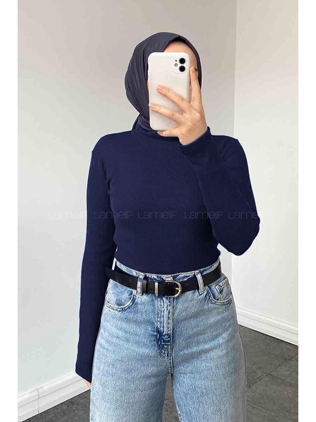 Balıkçı Yaka Fitilli Body Lacivert-1