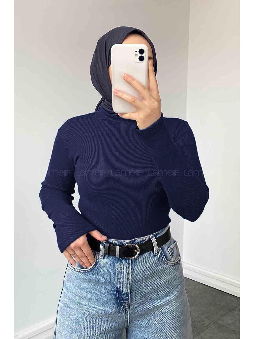 Balıkçı Yaka Fitilli Body Lacivert-2