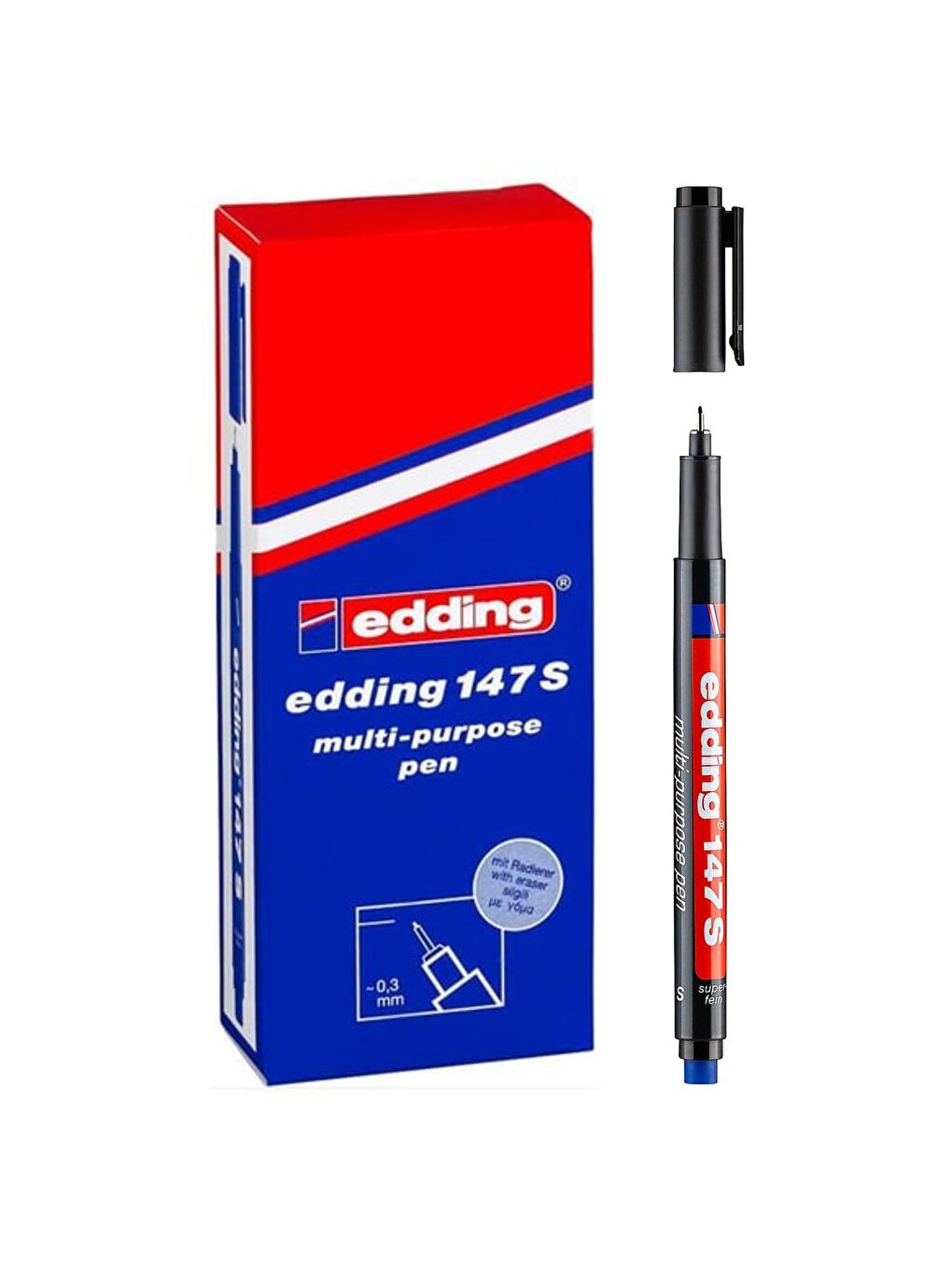 147 S Permanent Silgili Asetat Kalemi 0.3 mm Siyah 10 Adet-1