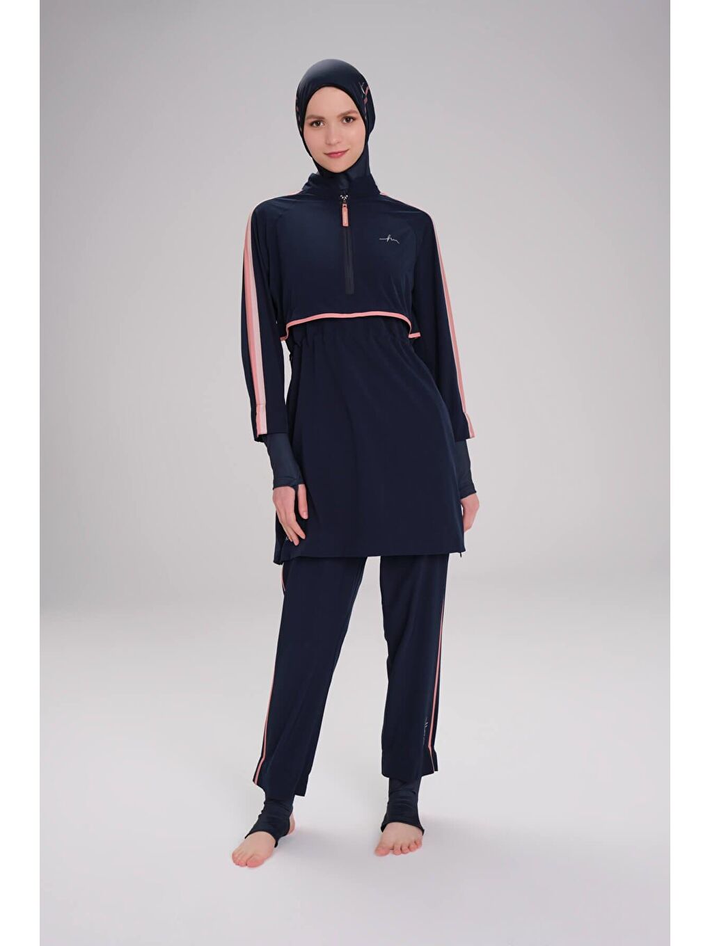 Esila H-Per Lacivert 6 Parça Jileli Tam Tesettür Mayo Takımı 3125-2